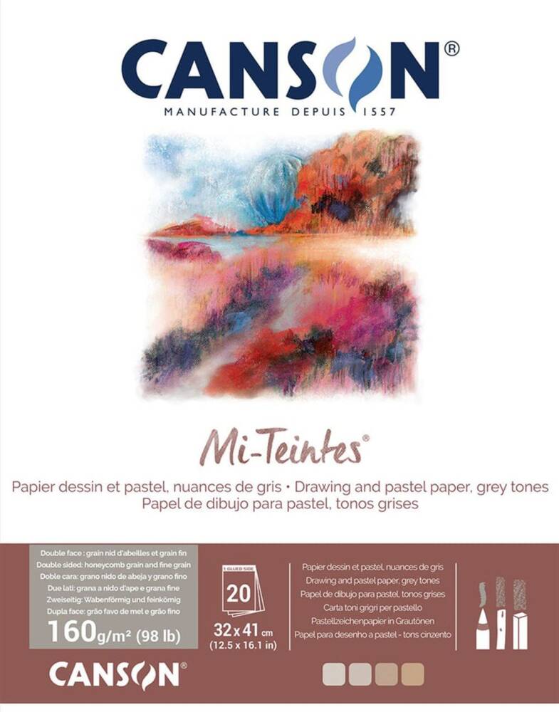 Canson Mi-Teintes Pastel Notebook 160 gr 32x41 cm 20 pages Gray Tones