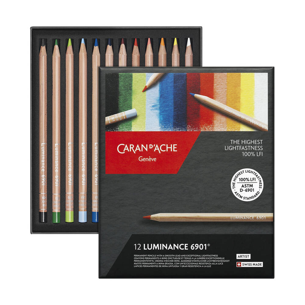 Caran d'Ache Luminance 6901 Dry Paint Pencil Set 12 Colours