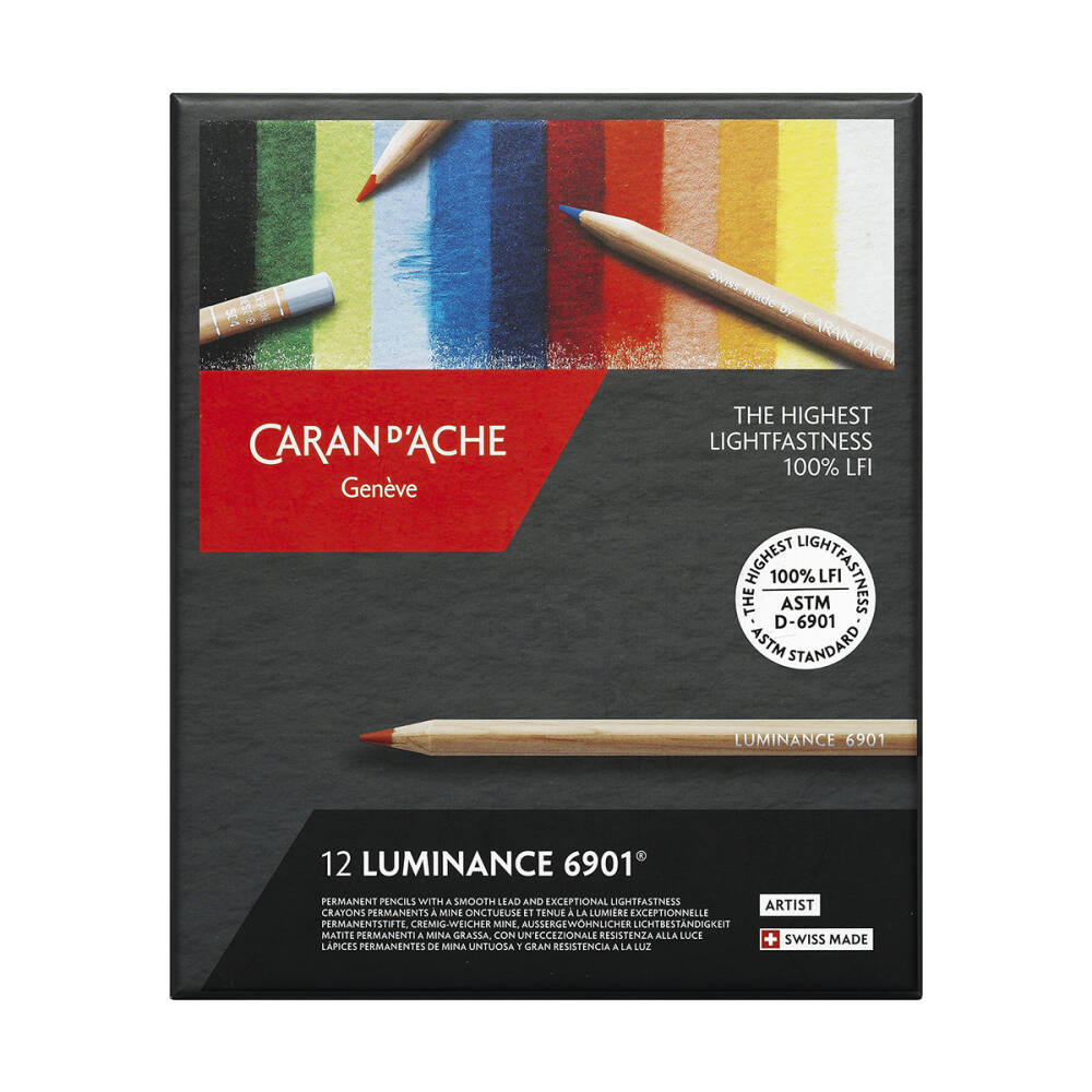 Caran d'Ache Luminance 6901 Dry Paint Pencil Set 12 Colours