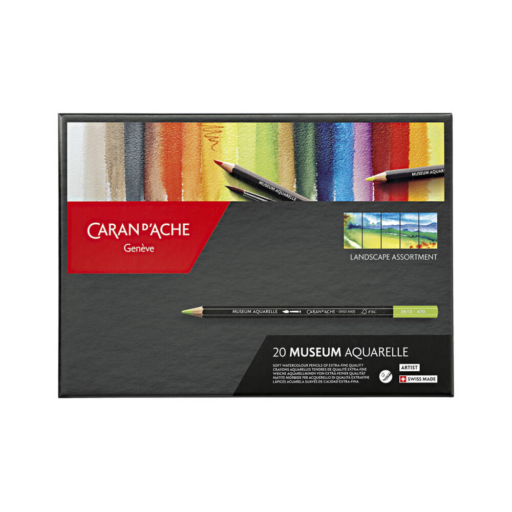 Caran d'Ache Museum Watercolour Pencil Set 20 Colours Landscape Assortment