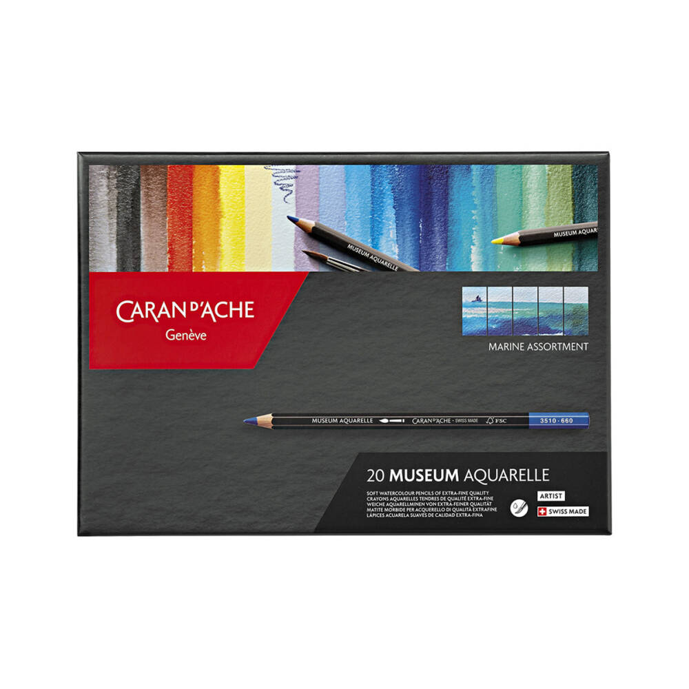 Caran d'Ache Museum Watercolour Pencil Set 20 Colours Marine Assortment