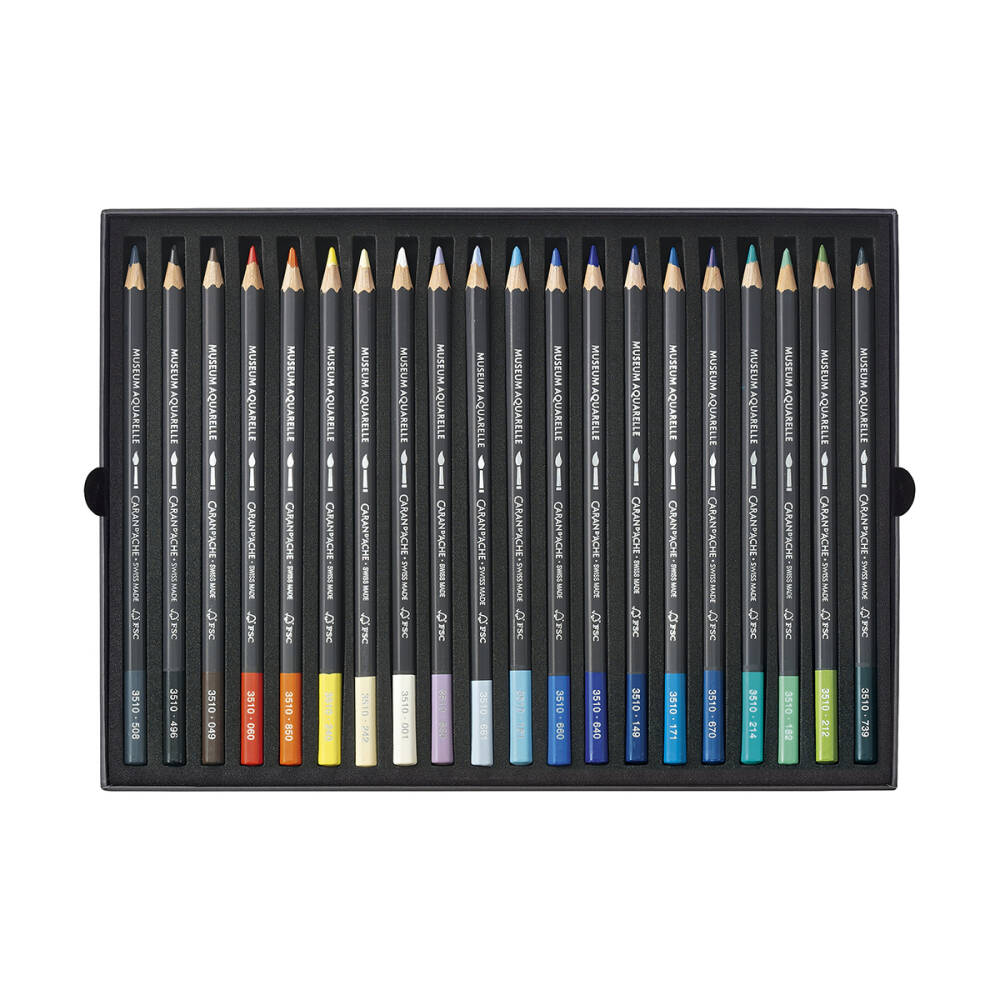 Caran d'Ache Museum Watercolour Pencil Set 20 Colours Marine Assortment