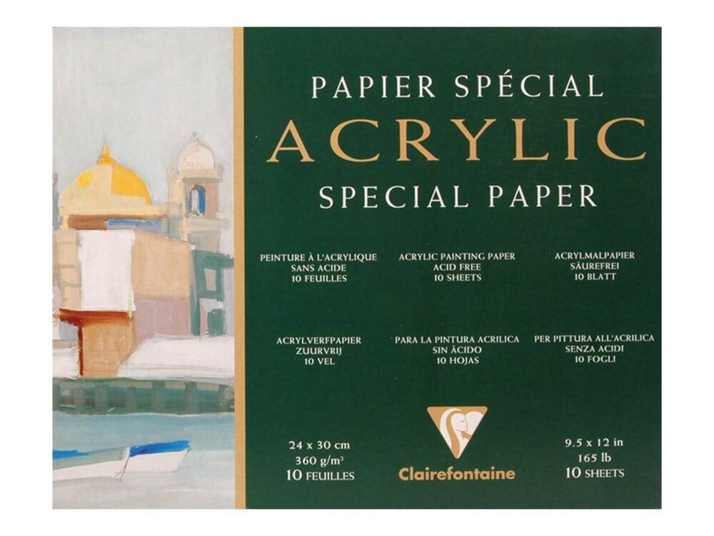Clairefontaine Acrylic Block 360g. 10 Sheets - 24x30cm