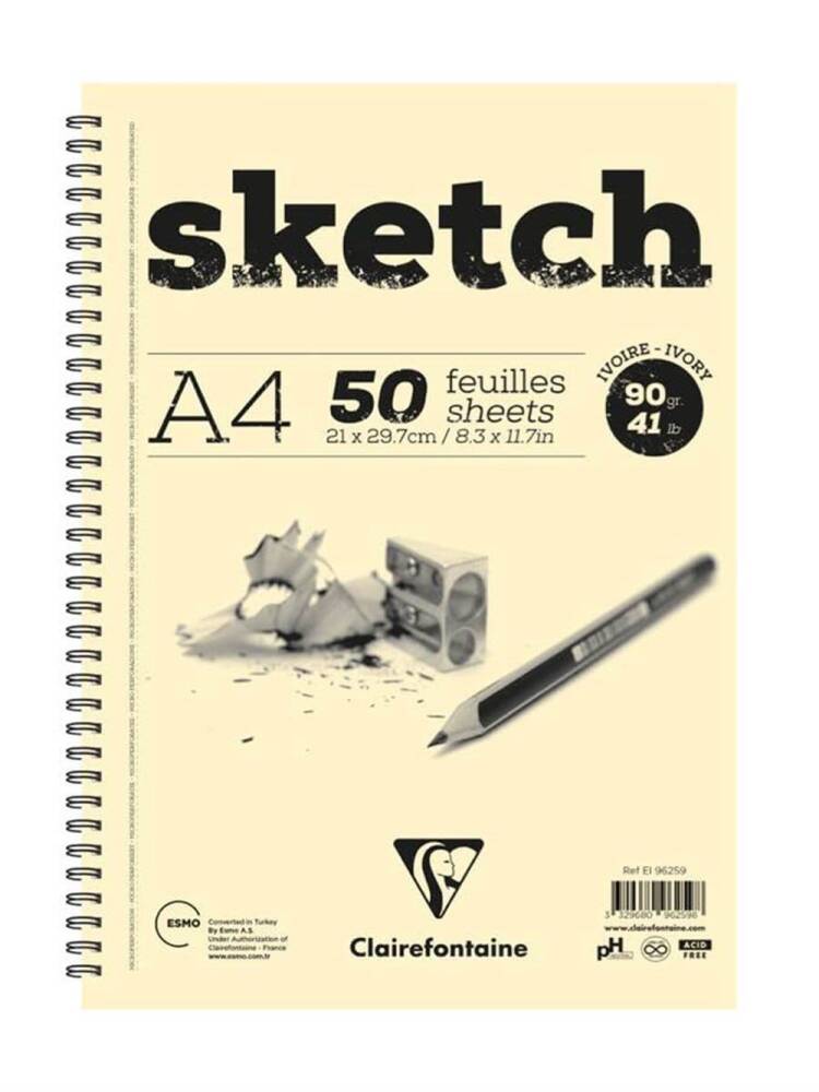 Clairefontaine ESQ IV Eskiz Blok A4 90 gr 50 Yp Üst Spiral