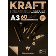 Clairefontaine Kraft Brown and Black Drawing Block A3 90g 60 Yp