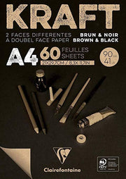 Clairefontaine Kraft Brown and Black Drawing Block A4 90g 60 Yp