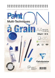 Clairefontaine Paint - On A Grain Albüm A4 Çizim Blok 200 Gr 20 Yaprak Üstten Spiralli