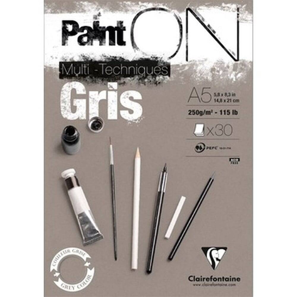 Clairefontaine Paint On Gray Technical Block A5 250g 30 Sheets