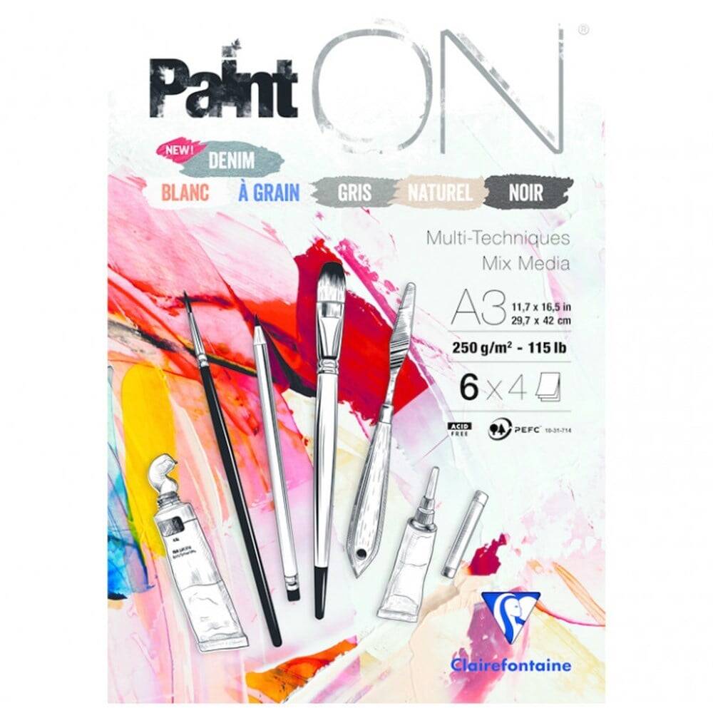 Clairefontaine Paint On Multi-Techniques 6 Renk 24 Yaprak 250g