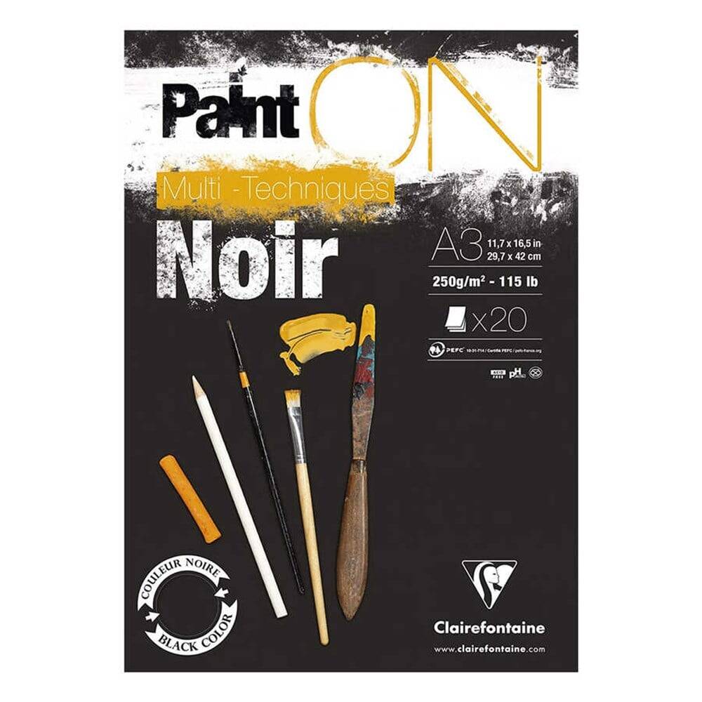 Clairefontane Paint-On Karışık Teknik Siyah Blok A3 250gr 20 Yaprak