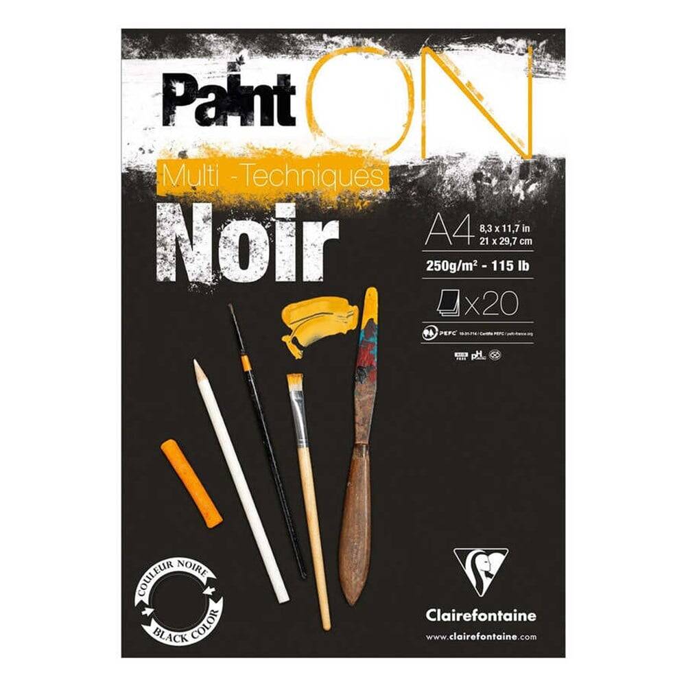 Clairefontane Paint-On Karışık Teknik Siyah Blok A4 250gr 20 Yaprak
