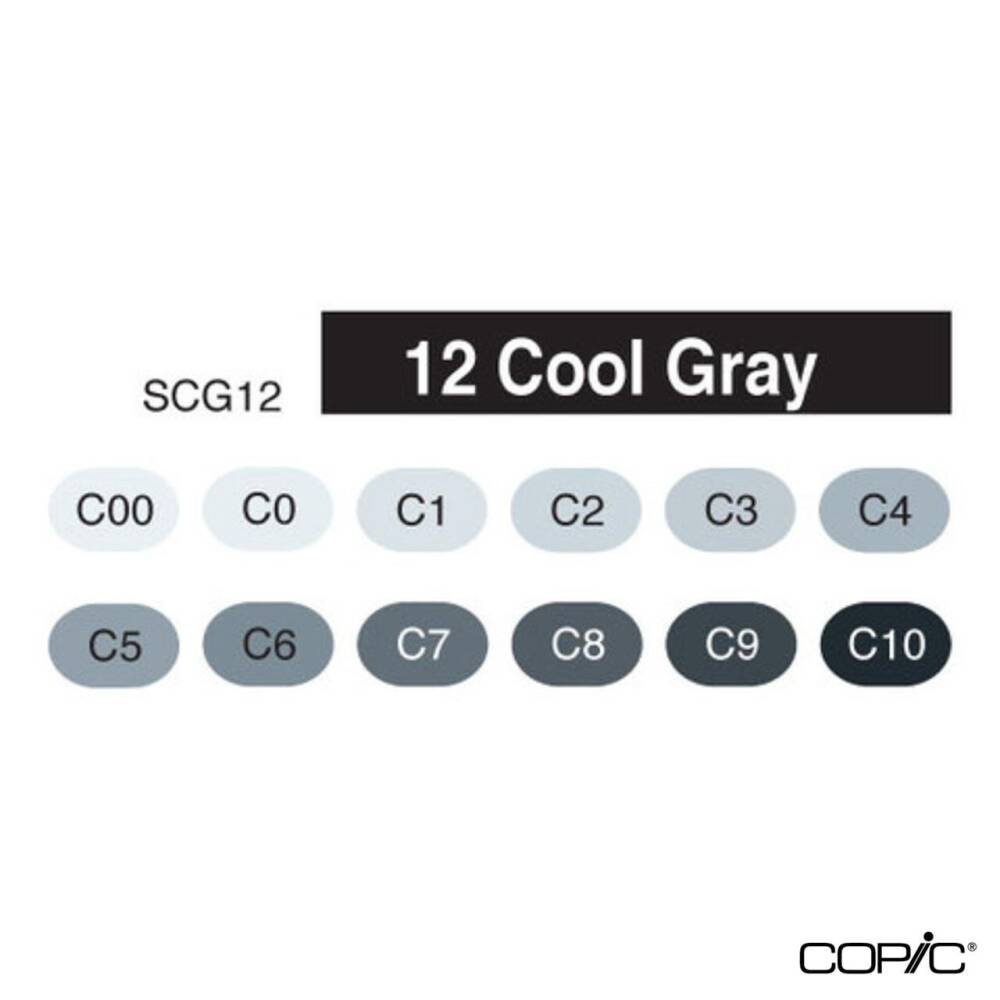 Copic Cool Gray Tones Sketch Marker Set of 12