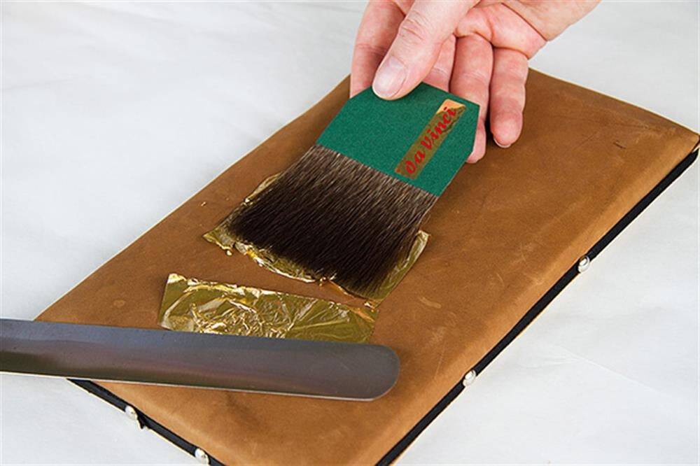 Da Vinci Blue Squirrel Hair Straight Gold Foil Beard Brush Series 500 No:25