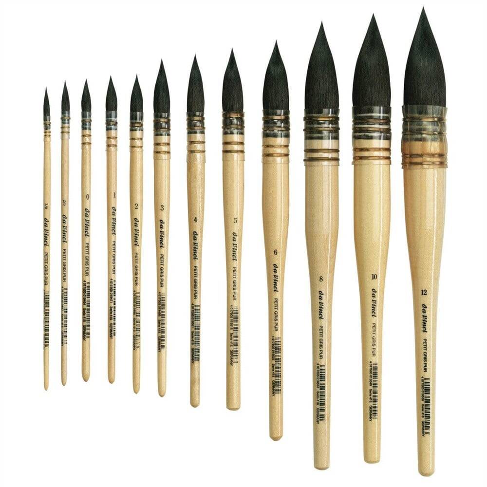 Da Vinci Petit Gris Pur Mavi Rus Sincap Kılı Yuvarlak Fransız Sulu Boya Fırçası Seri 418 No:3/0