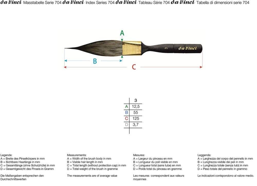 Da Vinci Synthetic Extra Long Dagger Line Sign Writing Brush Series 704 No:3