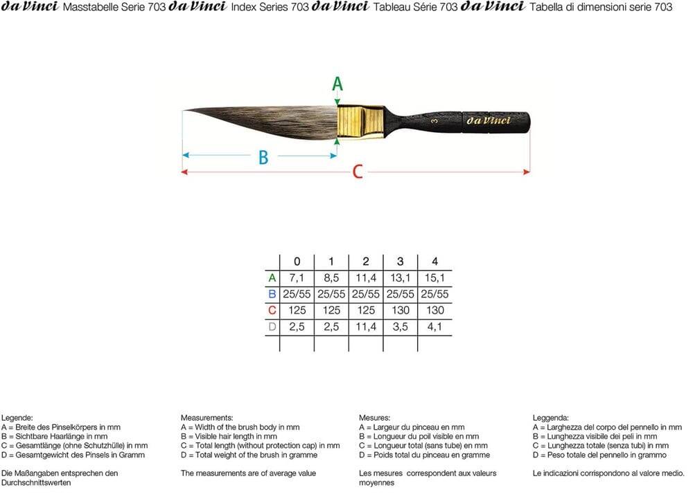 Da Vinci Synthetic Extra Long Sword Line Sign Writing Brush Series 703 No:1