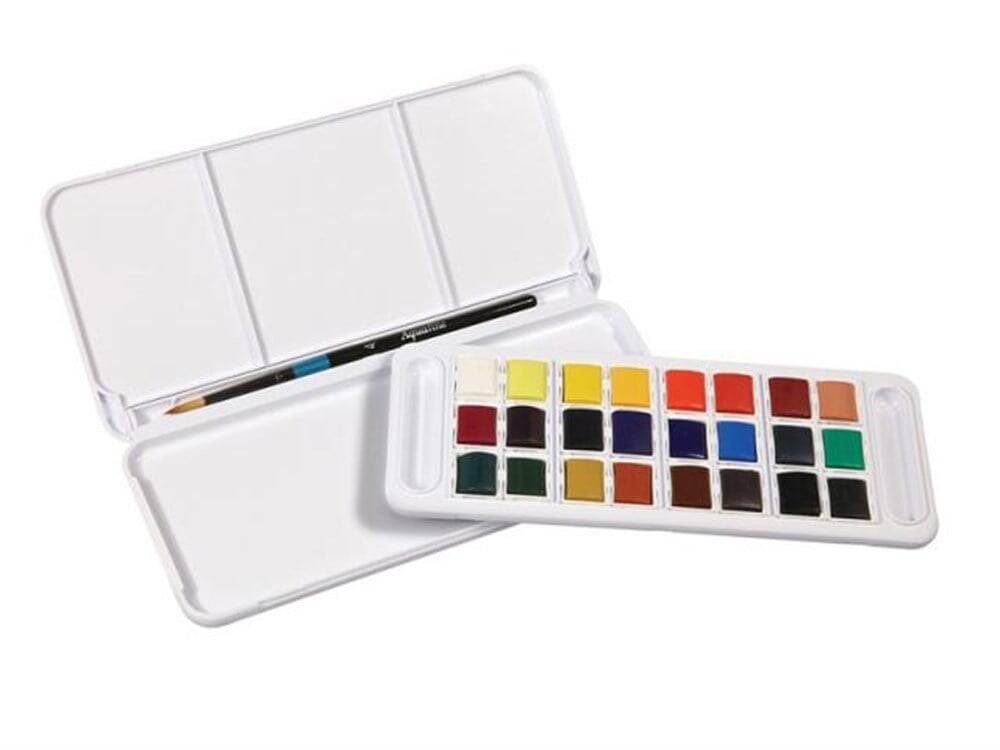 Daler Rowney Aquafine Suluboya Travel Set Fırça Hediyeli Plastik Kutu 24lü