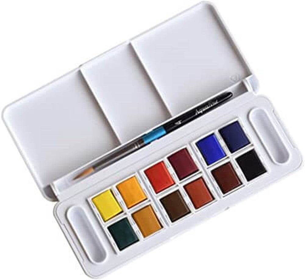 Daler Rowney Aquafine Travel Set Brush Gift Plastic Box 12 Pieces