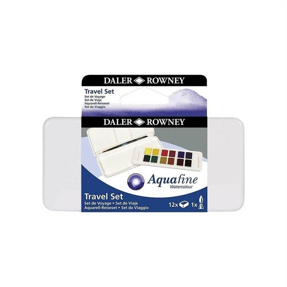 Daler Rowney Aquafine Travel Set Brush Gift Plastic Box 12 Pieces