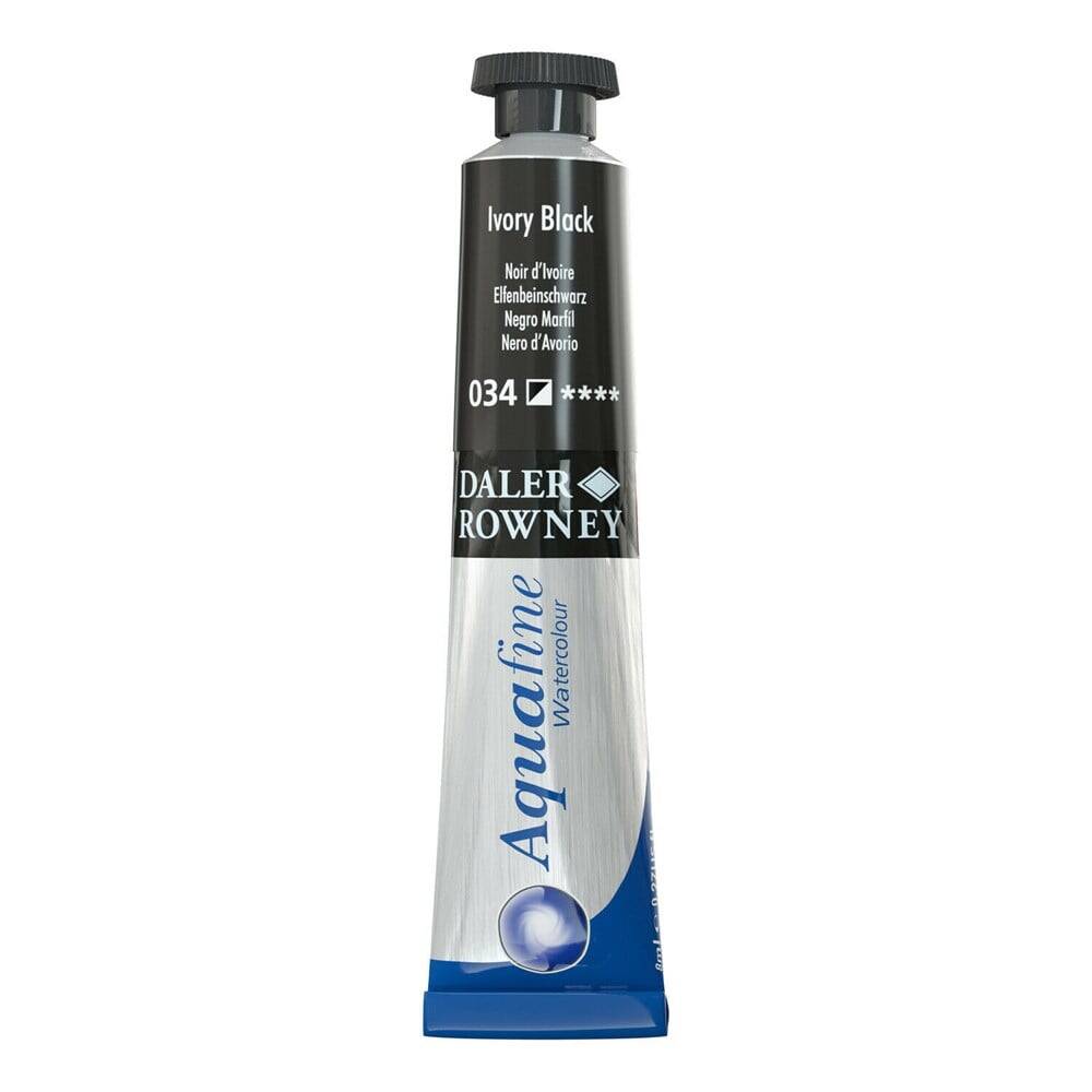 Daler Rowney Aquafine Watercolour 8ml Tube 034 Ivory Black