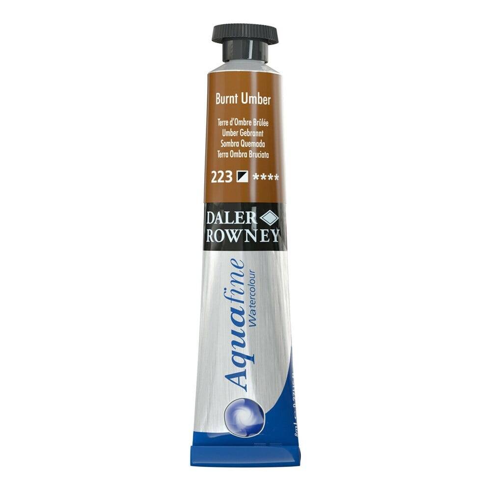 Daler Rowney Aquafine Watercolour 8ml Tube 223 Burnt Umber