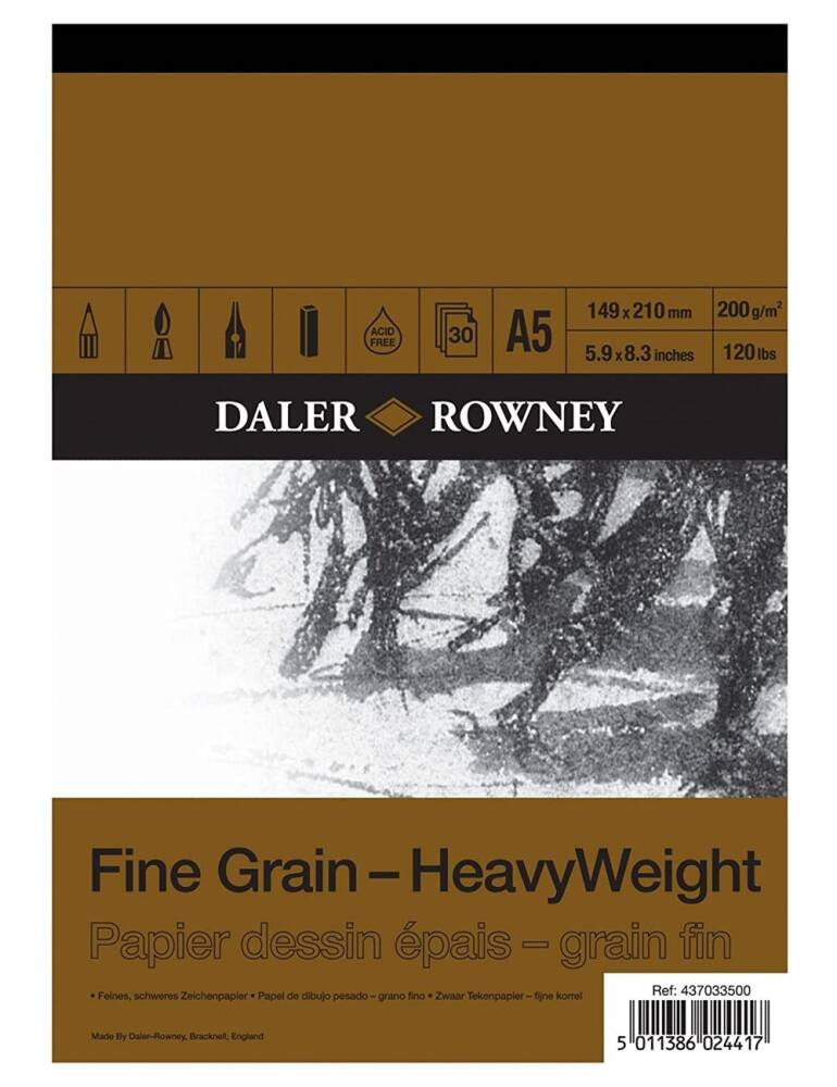 Daler Rowney Fine Grain Heavyweight Pad A5 200Gr 30Sh