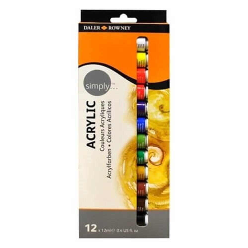 Daler Rowney Simply Acrylic Paint Set 12 Colors x 12 ml