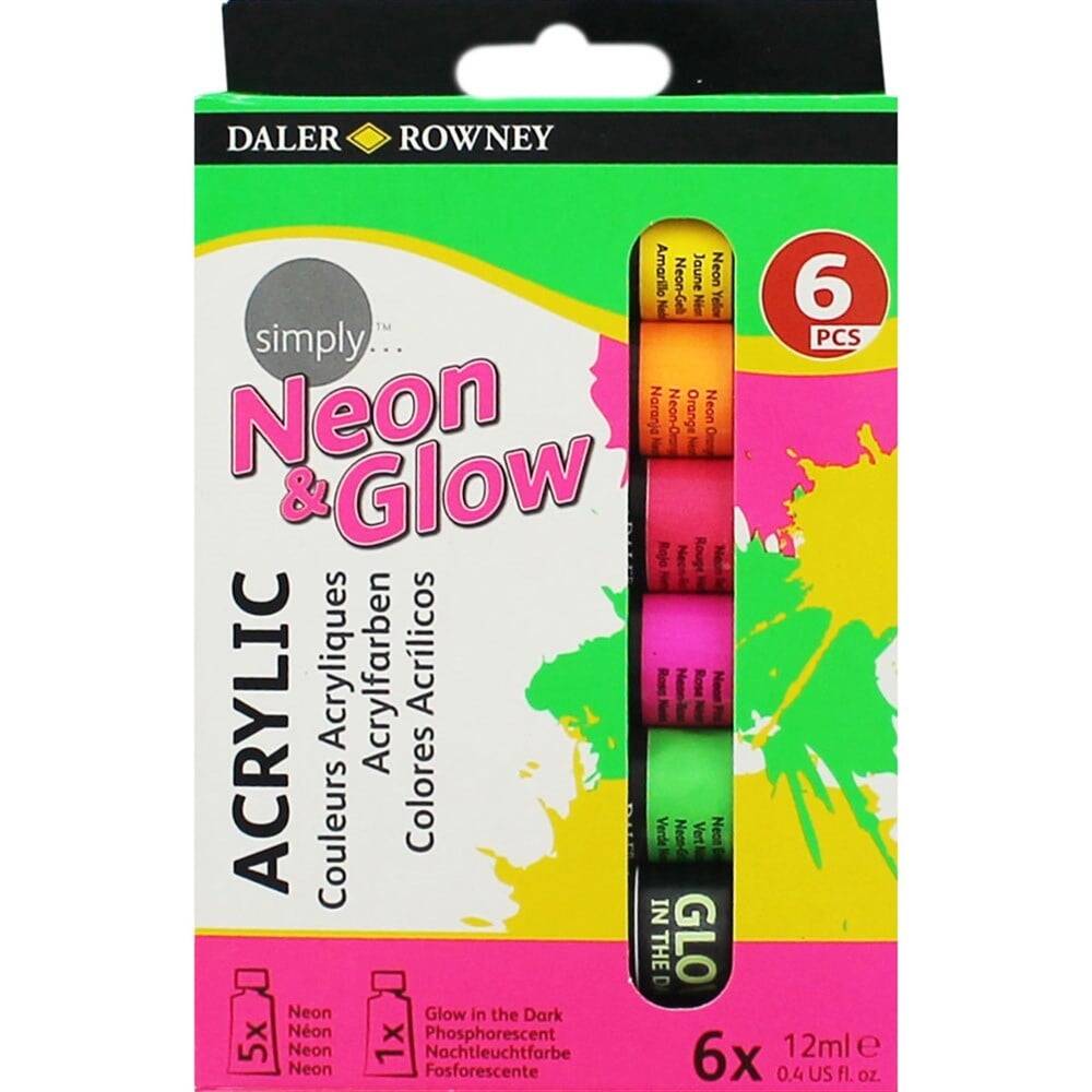 Daler Rowney Simply Acrylic Neon Colours Set 6x12 ml