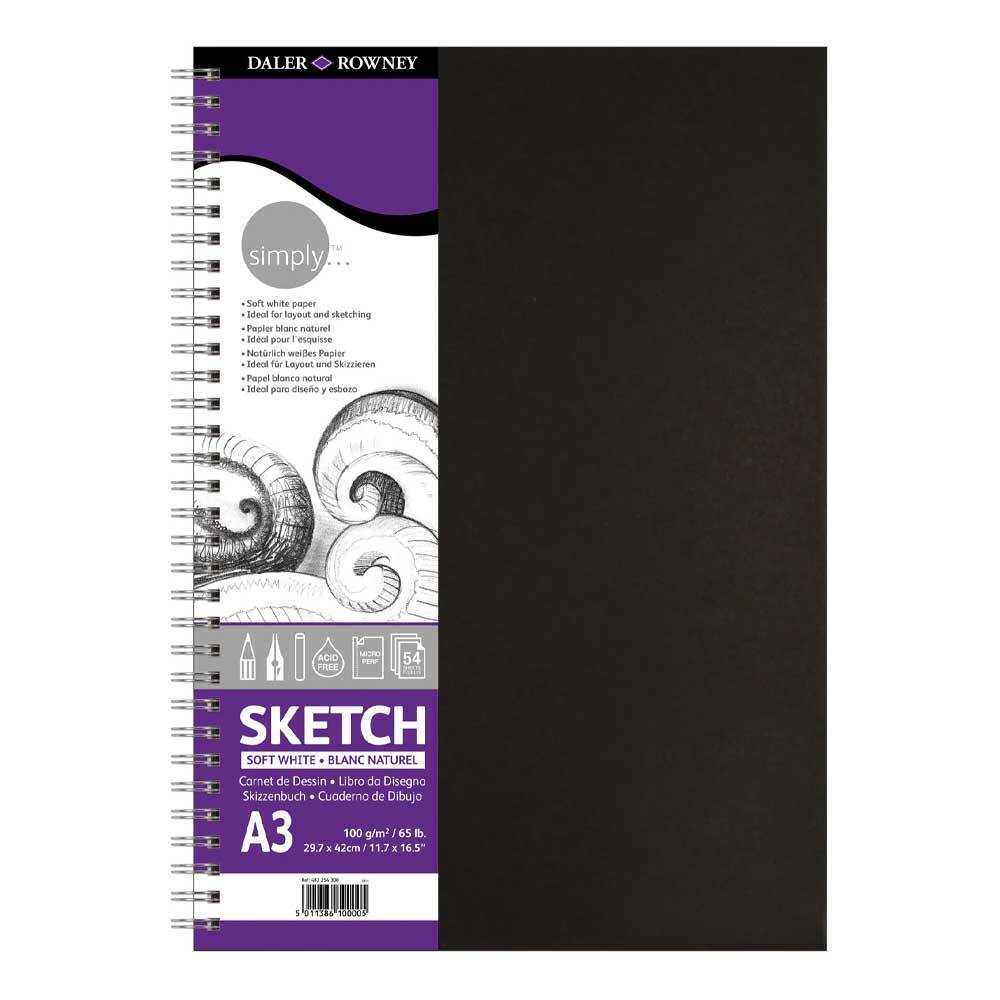 Daler Rowney Simply Sert Kapak Telli Eskiz Defteri A3 54 Sayfa