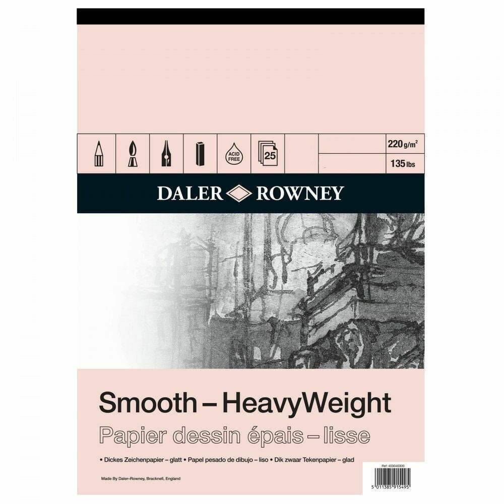 Daler Rowney Smooth Heavyweight Cart Pad A2 220Gr 25Sh