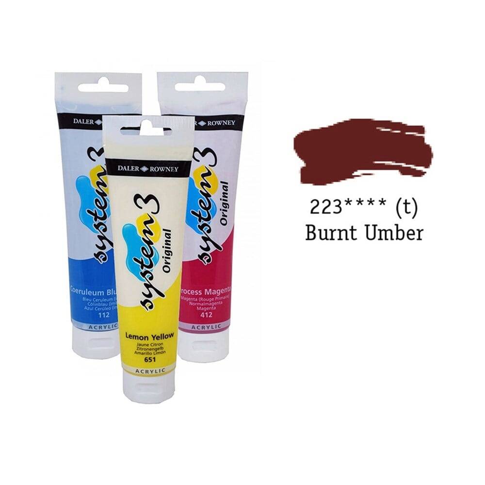 Daler Rowney System 3 Original Akrilik Boya 150 ml Burnt Umber