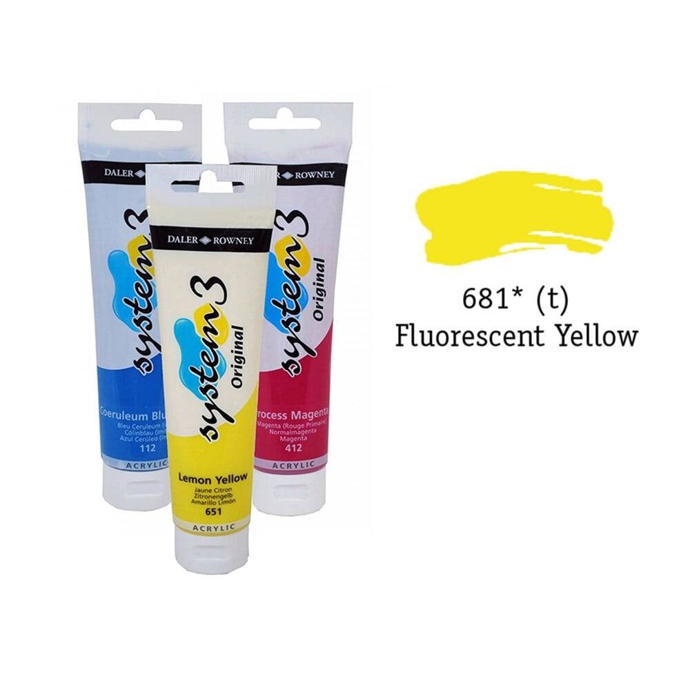 Daler Rowney System 3 Original Akrilik Boya 150 ml Fluoro Yellow
