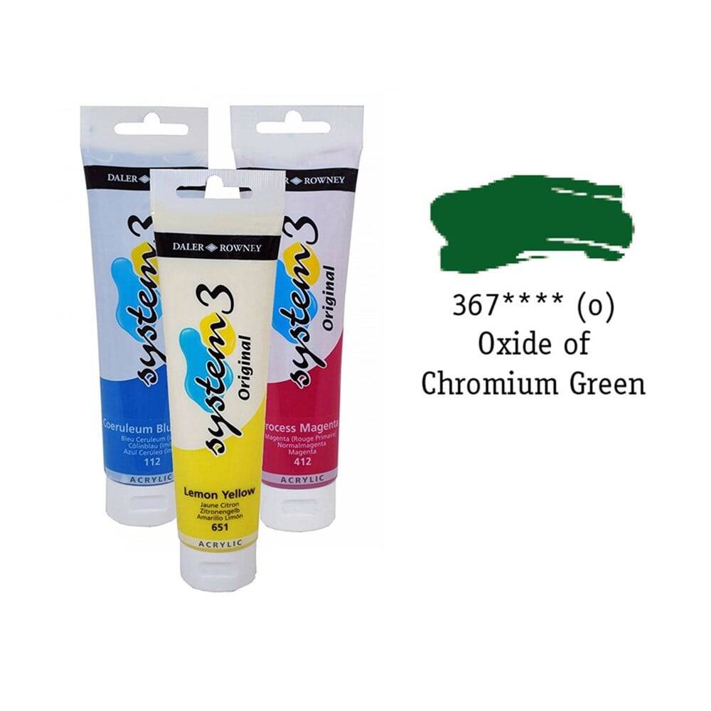 Daler Rowney System 3 Original Acrylic Paint 150 ml Oxide Of Chromium Green