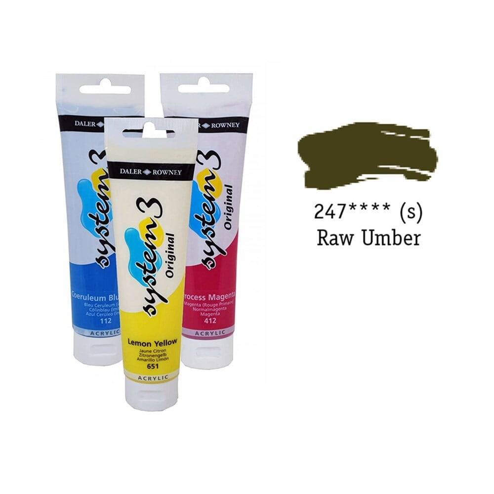 Daler Rowney System 3 Original Acrylic Paint 150 ml Raw Umber
