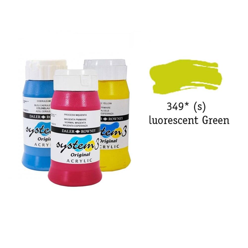 Daler Rowney System 3 Original Akrilik Boya 500 ml Fluoro Green