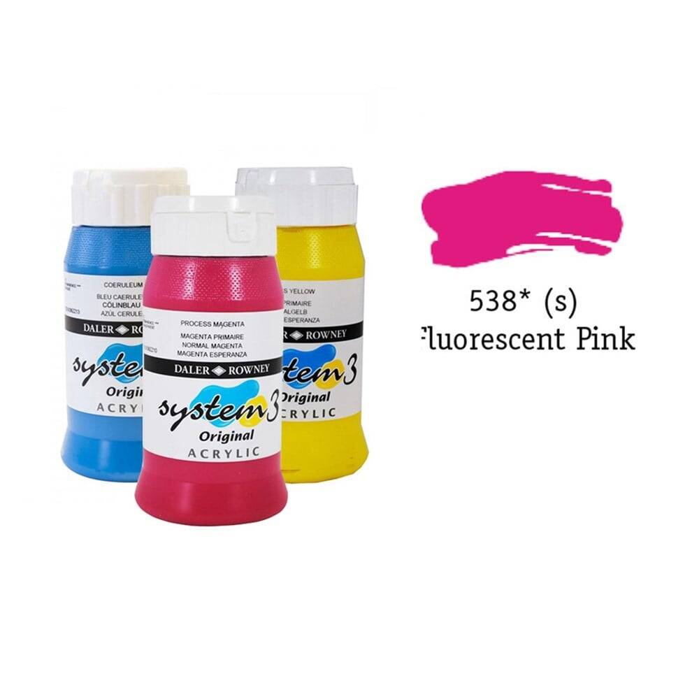 Daler Rowney System 3 Original Akrilik Boya 500 ml Fluoro Pink