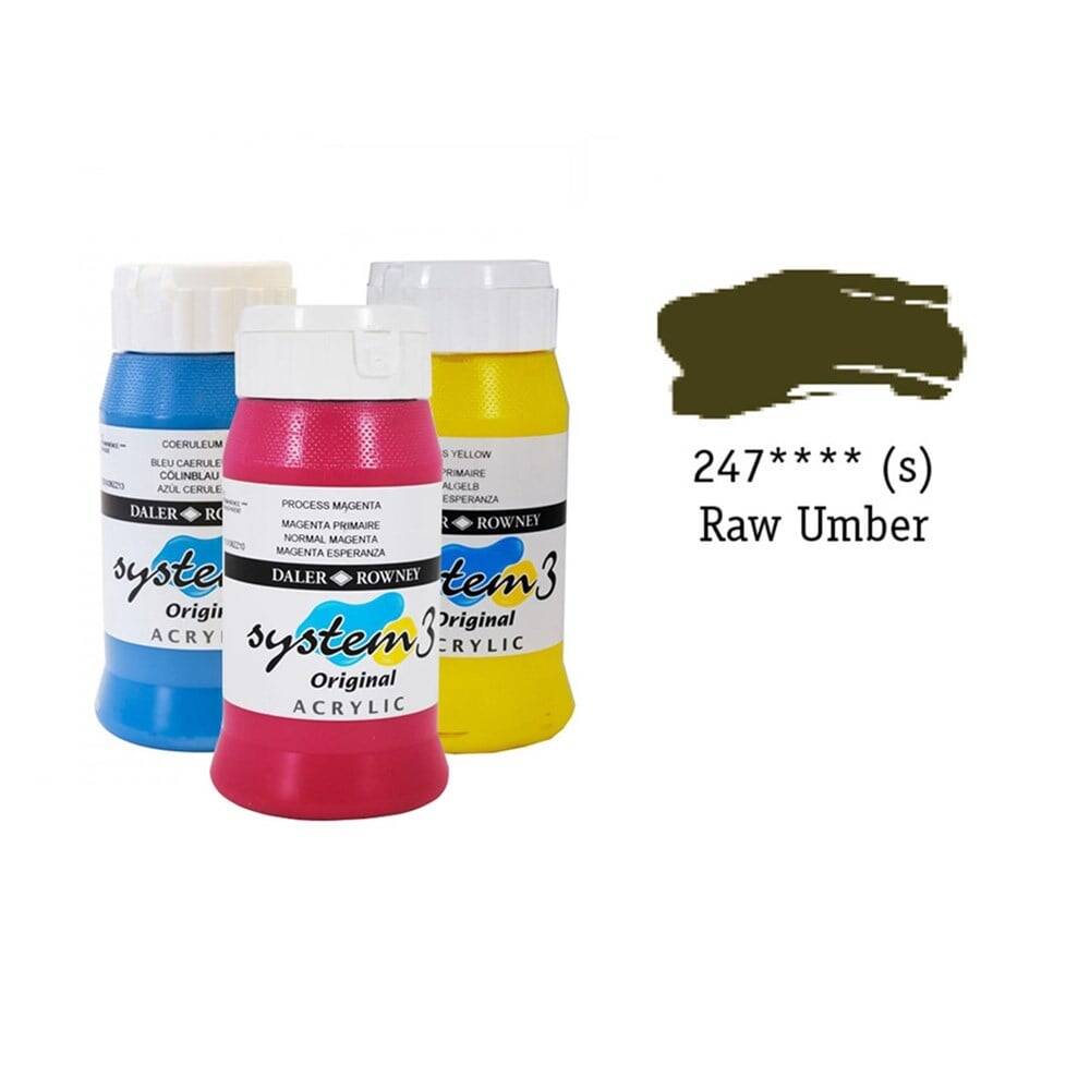 Daler Rowney System 3 Original Akrilik Boya 500 ml Raw Umber