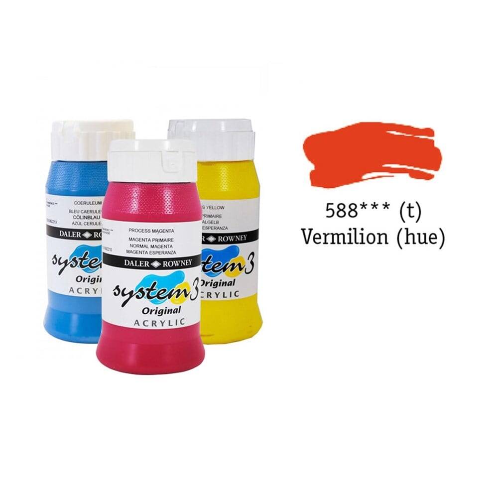 Daler Rowney System 3 Original Akrilik Boya 500 ml Vermilion Hue