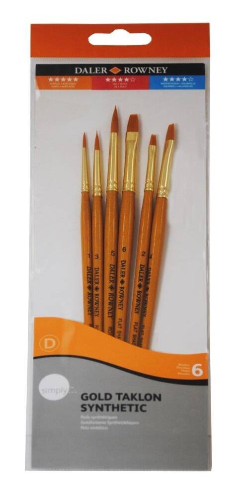 Daler Rowney Taklon Brush Set Short Handle 6 Pieces