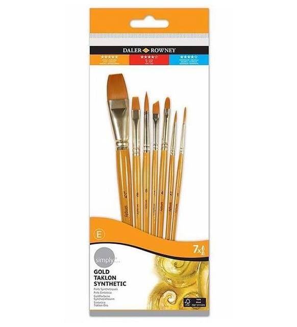Daler Rowney Taklon Brush Set Short Handle 7 Pieces