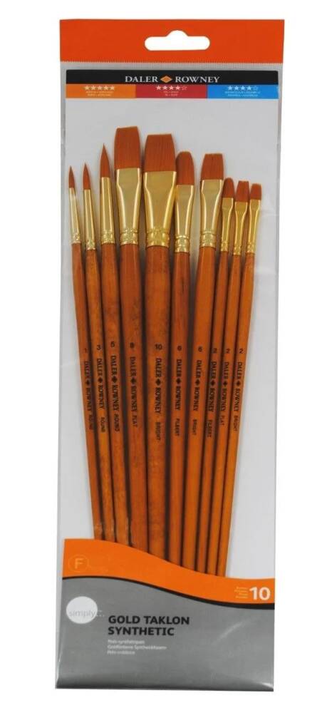 Daler Rowney Taklon Brush Set Long Handle 10 Pieces