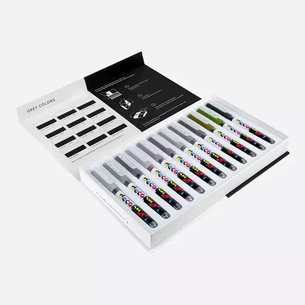Decobrush Pigment Set 12 Gray Colors