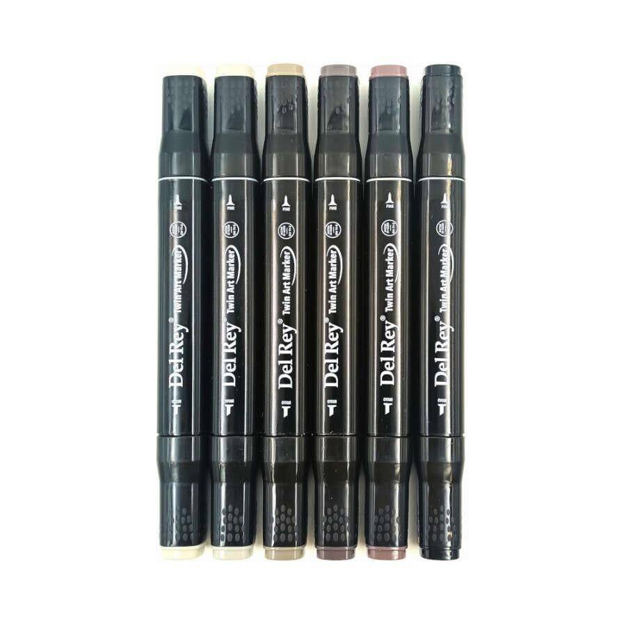 Del Rey Twin Marker Warm Gray Tones 6-Piece Set