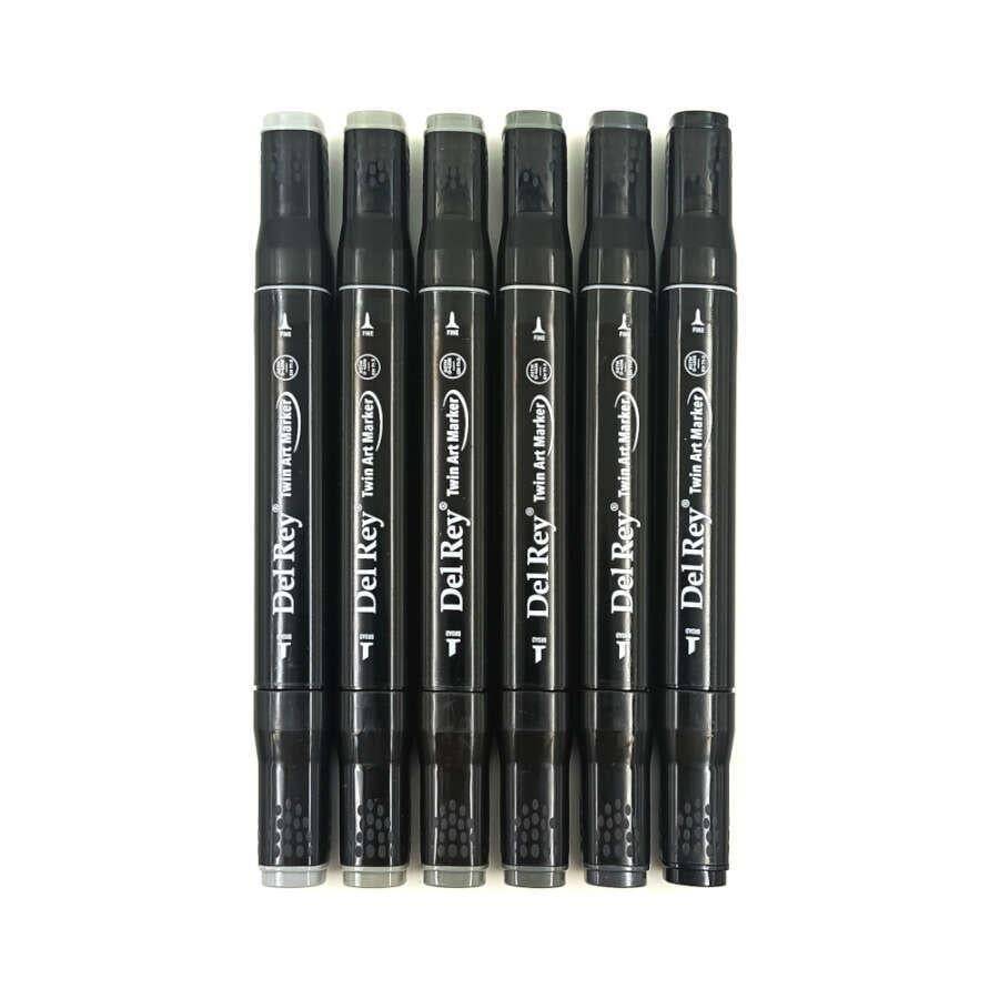 Del Rey Twin Marker Cool Gray Tones 6-Piece Set