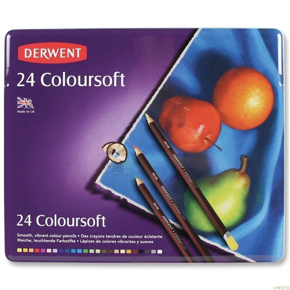 Derwent Coloursoft Kuru Boya 24'Lü Teneke Kutu