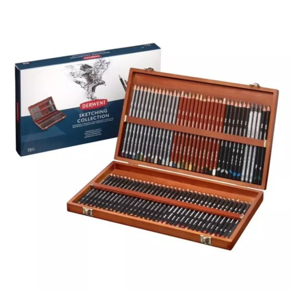 Derwent Sketching Pencil Set 72-Piece Wooden Box