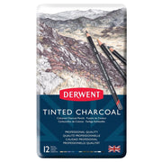Derwent Tinted Charcoal Pencil Renkli Füzen Kalem 12'li Teneke Kutu