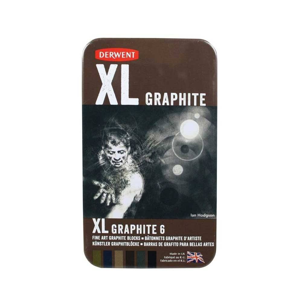 Derwent Xl Graphite Block Kalın Grafit Füzen 6'lı Teneke Kutu