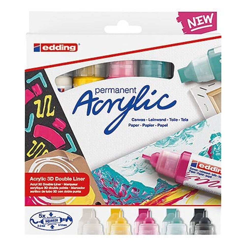 Edding Acrylic Marker 3D Double Liner 5-Piece Set Basic Colors E-5400
