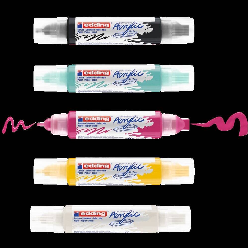 Edding Acrylic Marker 3D Double Liner 5-Piece Set Basic Colors E-5400